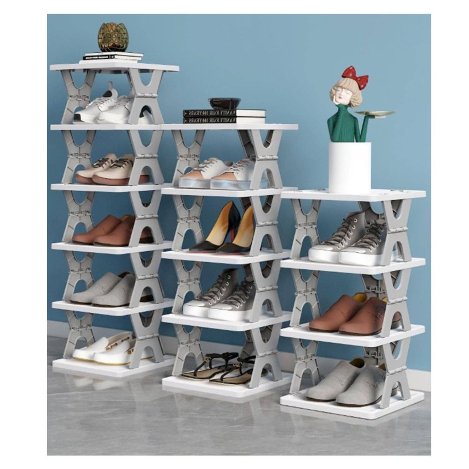 Organizador Estante Plegable de Zapatos Gris I Oechsle - Oechsle