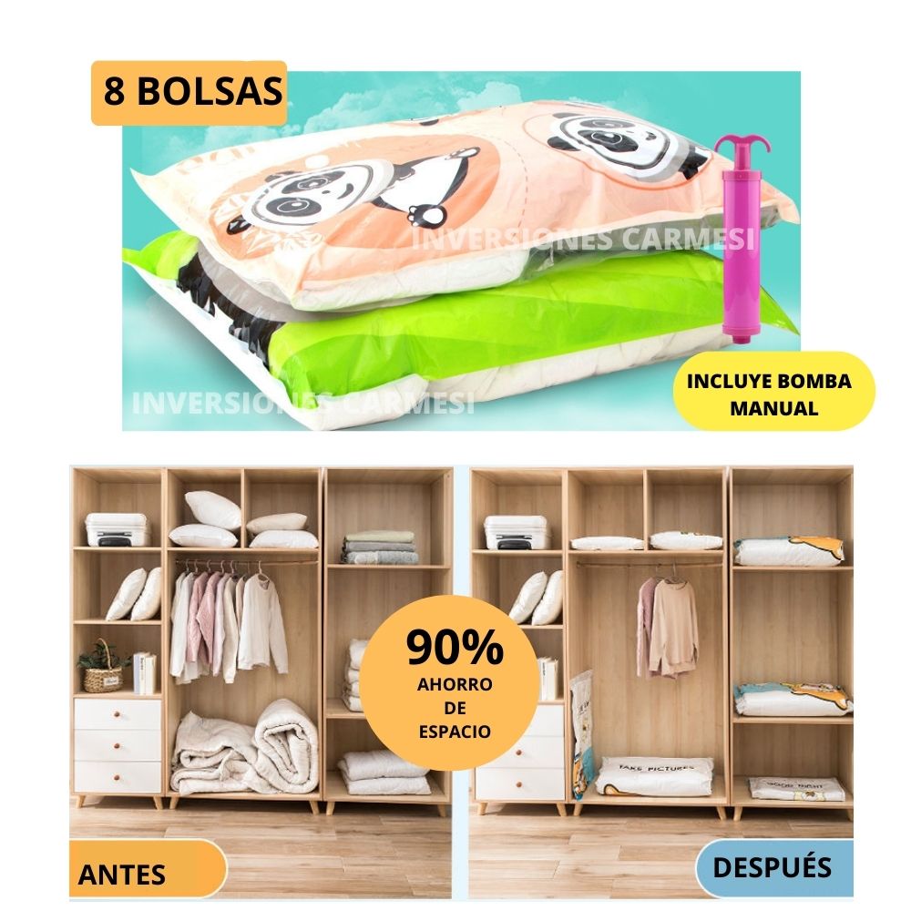 Set X 8 Bolsas Compresora Osos Escandolosos para Ropa