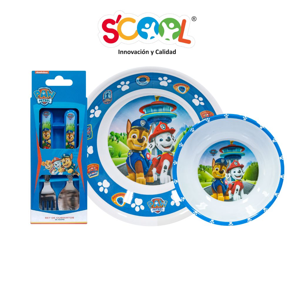 Set Melamine 3 Piezas Paw Patrol Chase con Cub