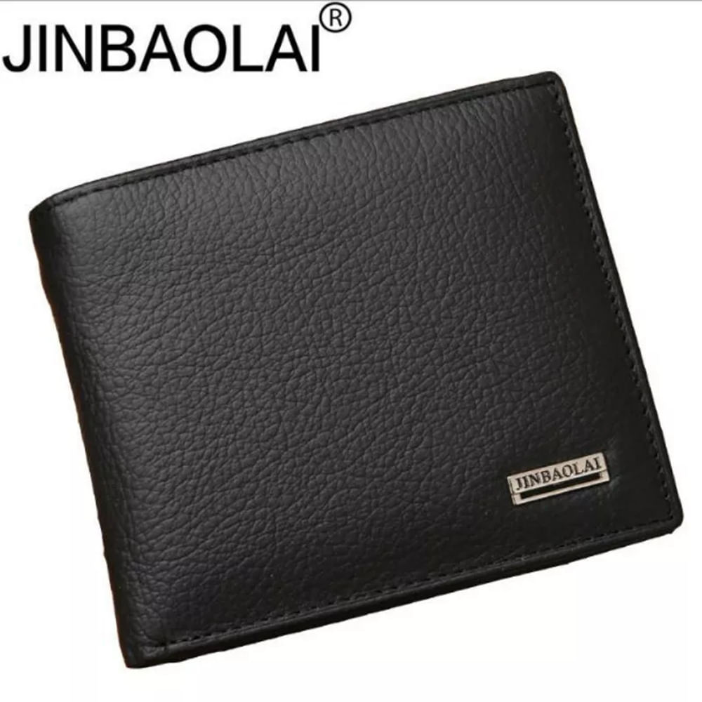 Billetera para Hombre Cartera de Cuero para Tarjeta Monedas Moda Negro Jinbaolai