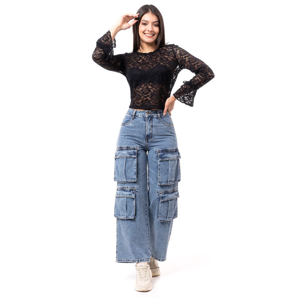 HEET Marrón Jeans Moda Mujeres Cintura Alta Estiramiento Ancho
