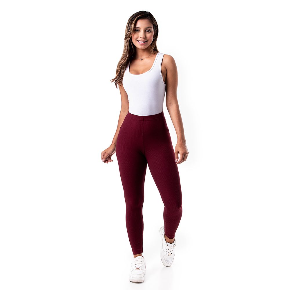 Leggins Rib Lycrado Mujer Elif_S Vino Negro M I Oechsle Oechsle