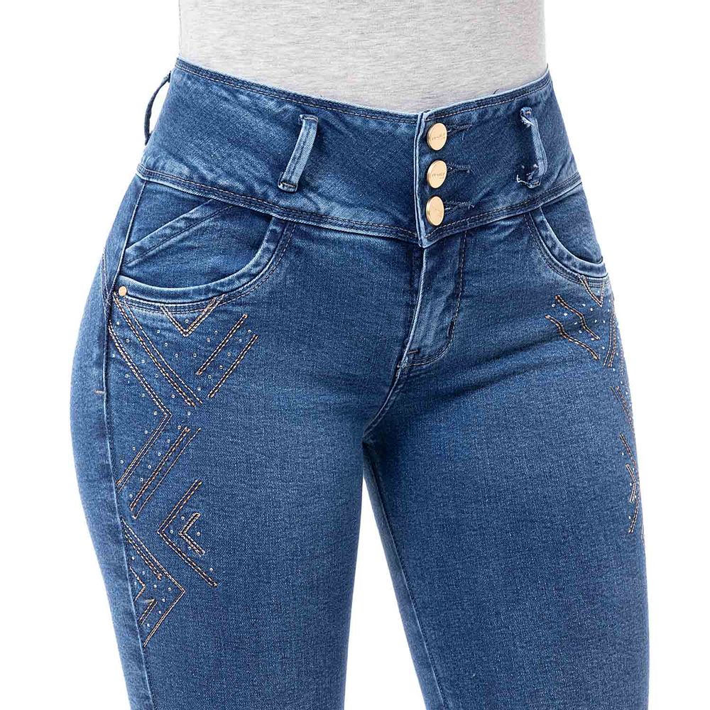 Pantalones Stretch Pantalon Pretina Ancha De Tela Wados Jeans Flare