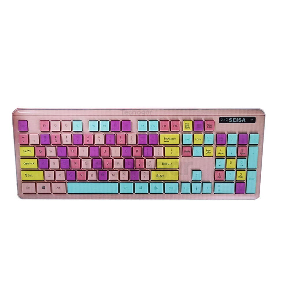 Teclado y mouse online inalambrico rosado