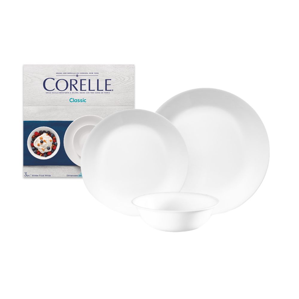 Set de Vajilla 3 Piezas Redondo Blanco