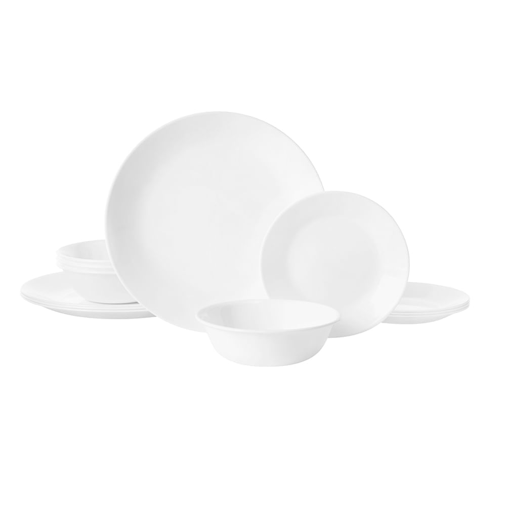 Vajilla Corelle 12 Piezas Mod Redondo Blanco