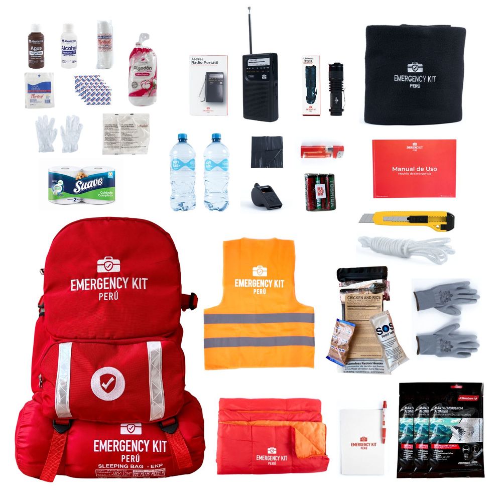 Mochila De Emergencia Equipada Emergency Kit Full Para 4 Personas Con Ración Militar Oechsle 