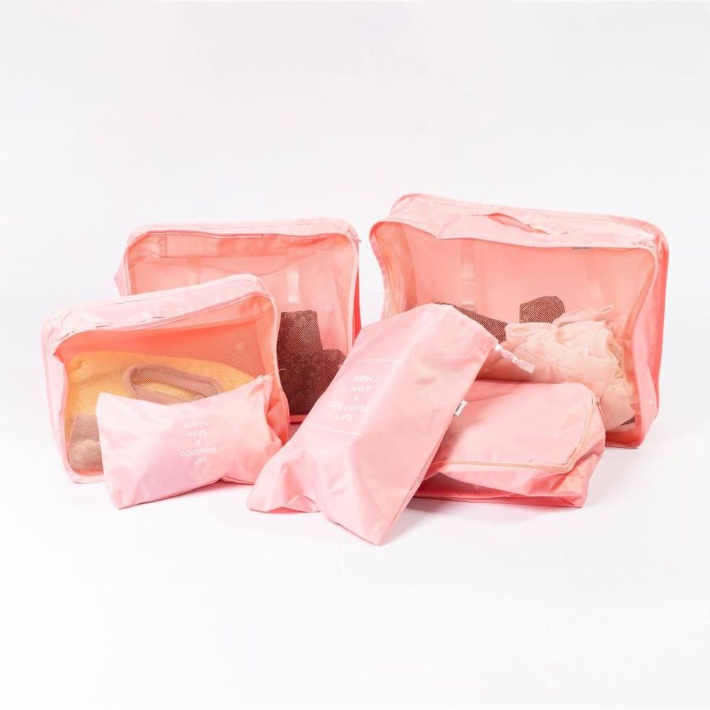 Organizadores de Maleta 6 Piezas  Organizate Home Color Rosado