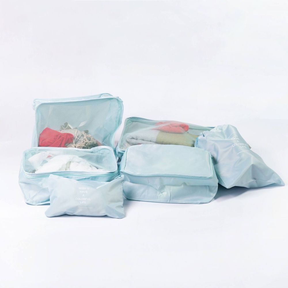 Organizadores de Maleta 6 Piezas  Organizate Home Color Celeste