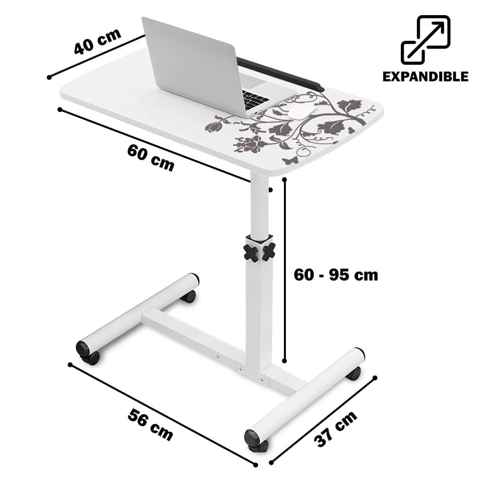 Mesa Escritorio para Laptop con Ruedas Portátil Ajustable JJ6