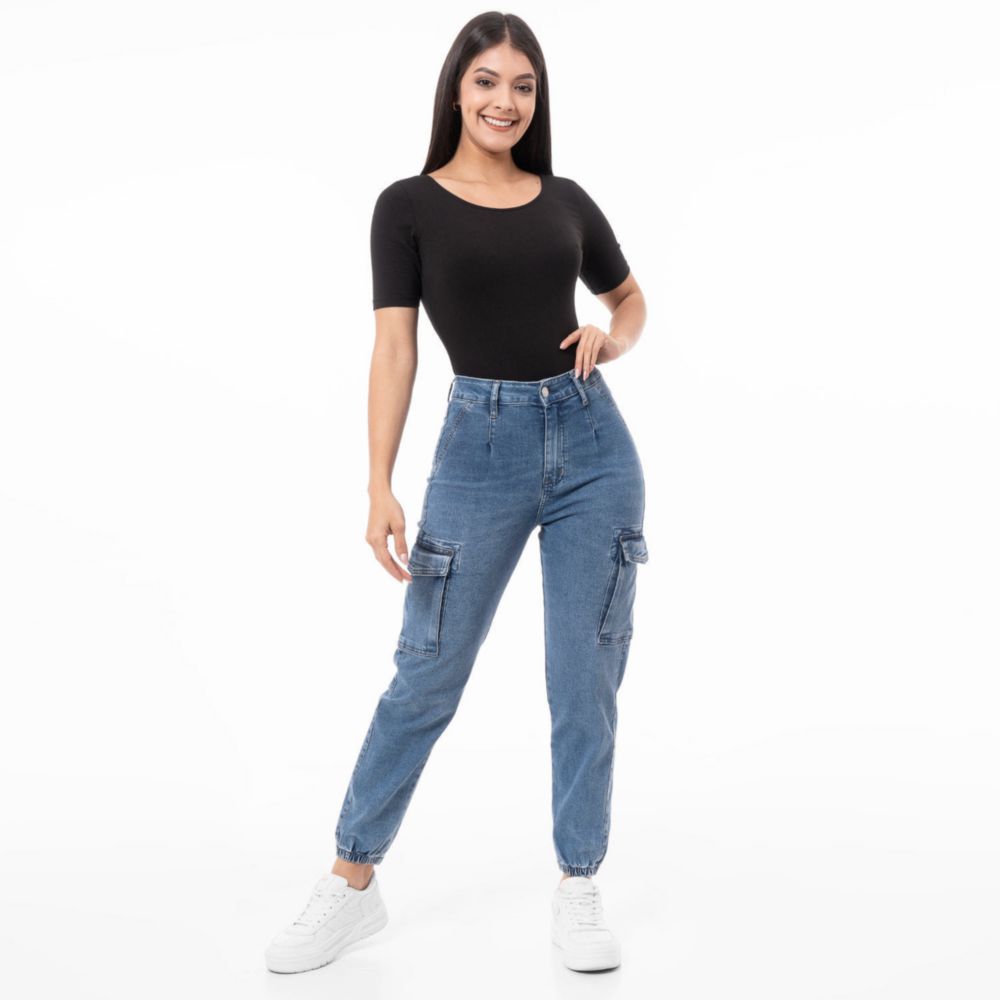 Jeans con cinturilla elástica de mujer