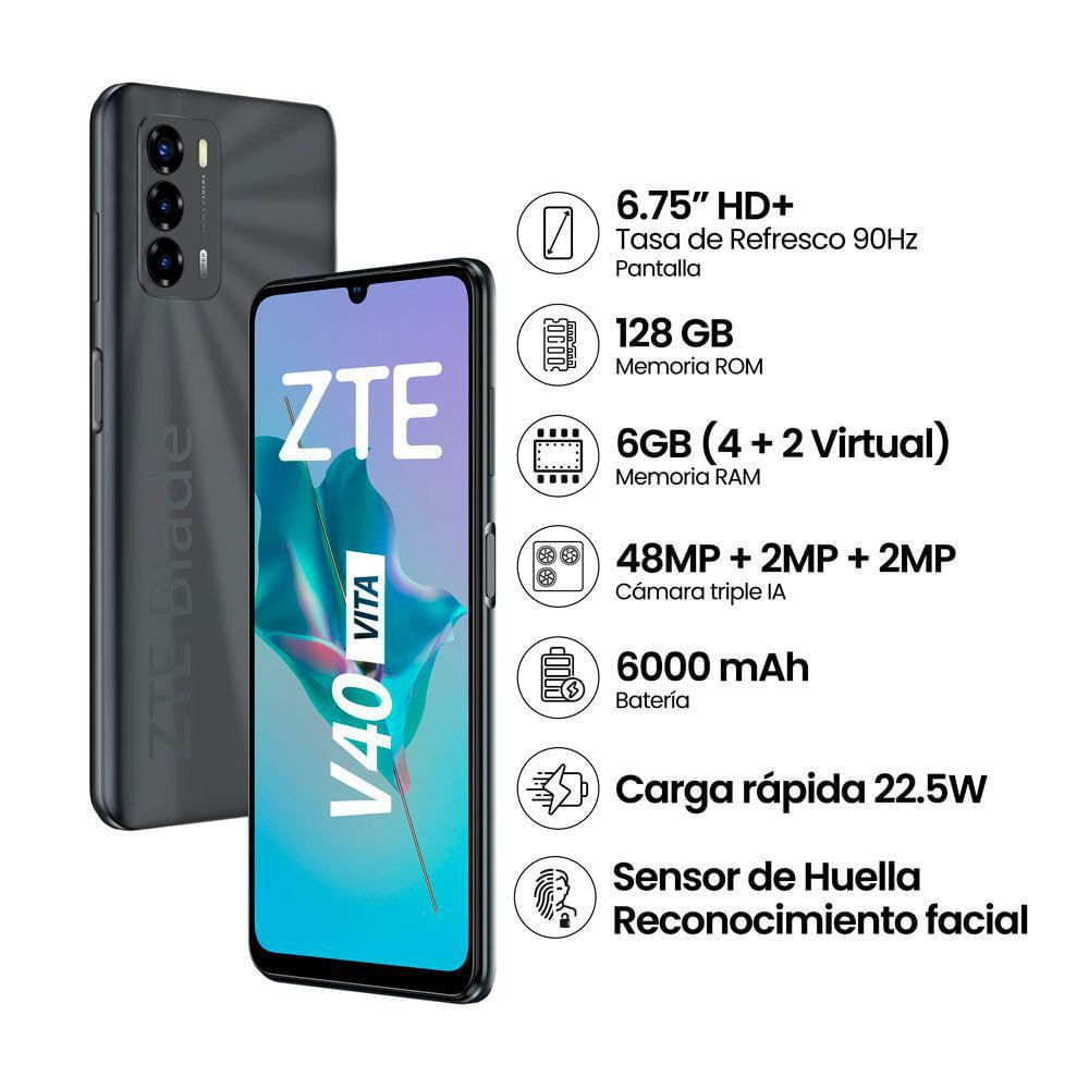 Celular ZTE Blade V40 Vita 6.75" 4GB RAM 128GB Negro