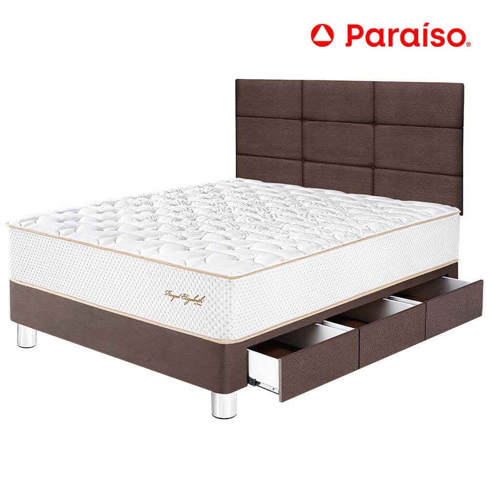 Dormitorio PARAISO Royal Elizabeth C/Cajones 1.5 Plazas S+ Cabecera Block Chocolate + 1 Almohada