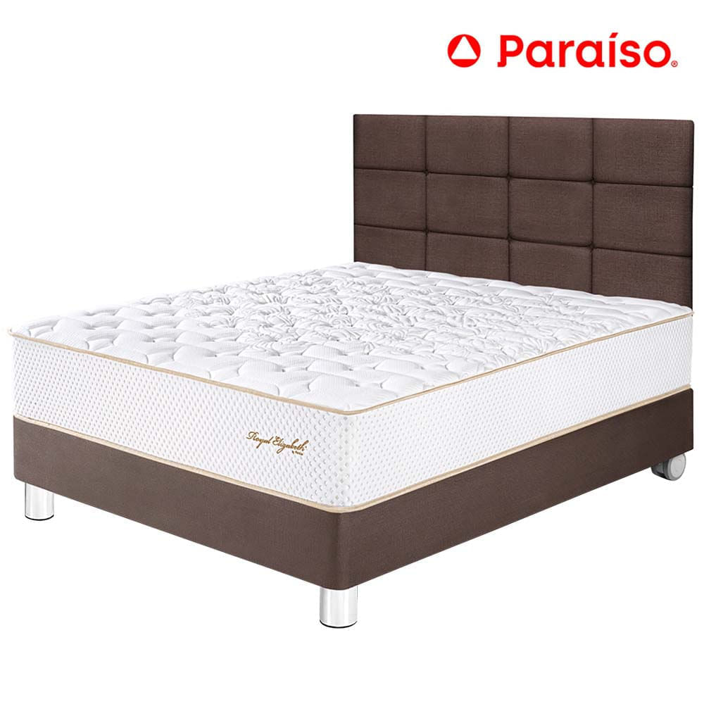 Dormitorio PARAISO Royal Elizabeth 2 Plazas + Cabecera Blocks Chocolate + 2 Almohadas