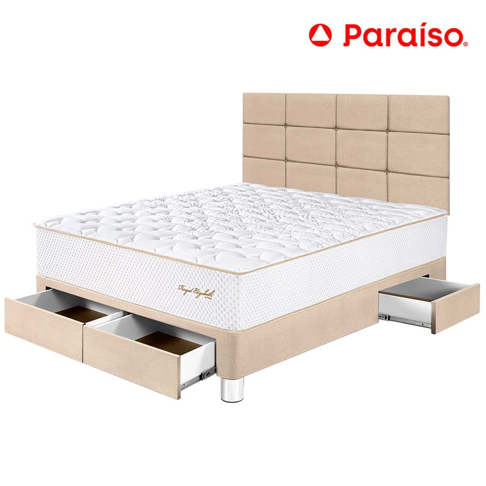 Dormitorio PARAISO Royal Elizabeth C/Cajones 2 Plaza + Cabecera Block Champagne + 2 Almohadas