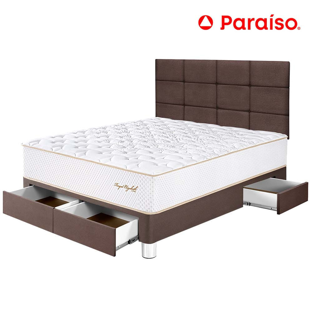 Dormitorio PARAISO Royal Elizabeth C/Cajones 2 Plazas + Cabecera Block Chocolate + 2 Almohadas