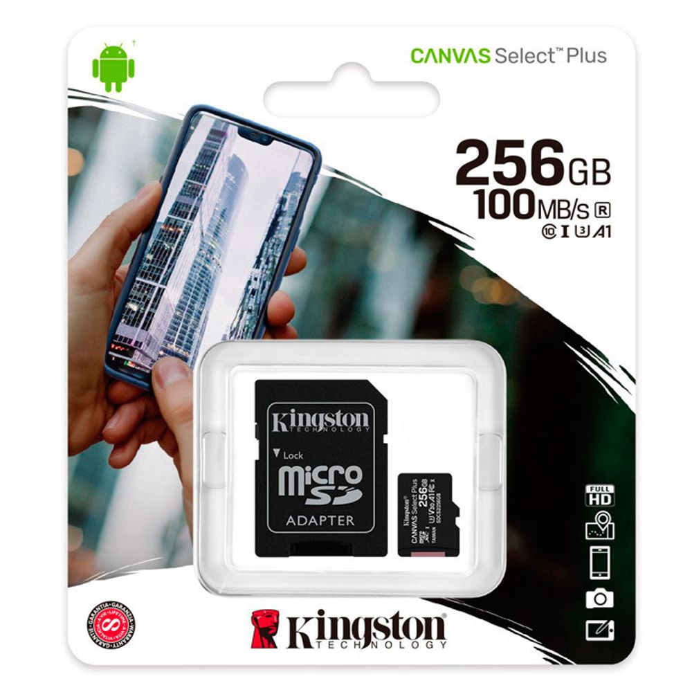 Memoria Kingston 256GB Micro SDXC CANVAS 100MBs C10 UHS-I - SDCS2