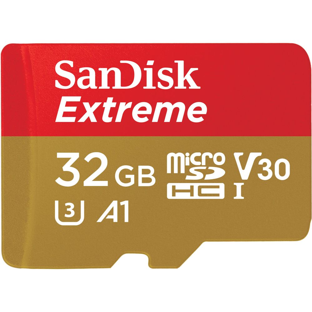 Memoria SanDisk 32GB Extreme UHS-I microSDHC A1 / UHS-I / V30 / U3 + Adaptador - SDSQXAF-032G-GN6AA