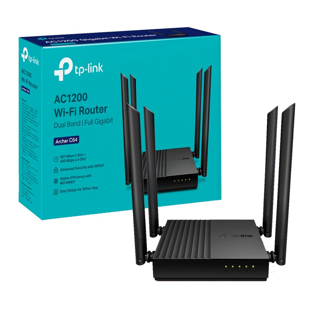 Router Inalámbrico Archer C64 Tp Link Ac1200 Mu Mimo 5 Ghz 2,4 Ghz