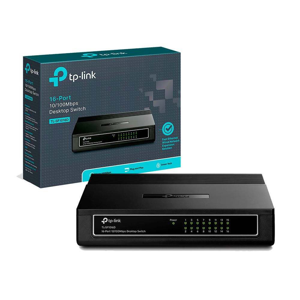 Switch Tl Sf1016d Tp Link con 16 Puertos 100mbps de Escritorio
