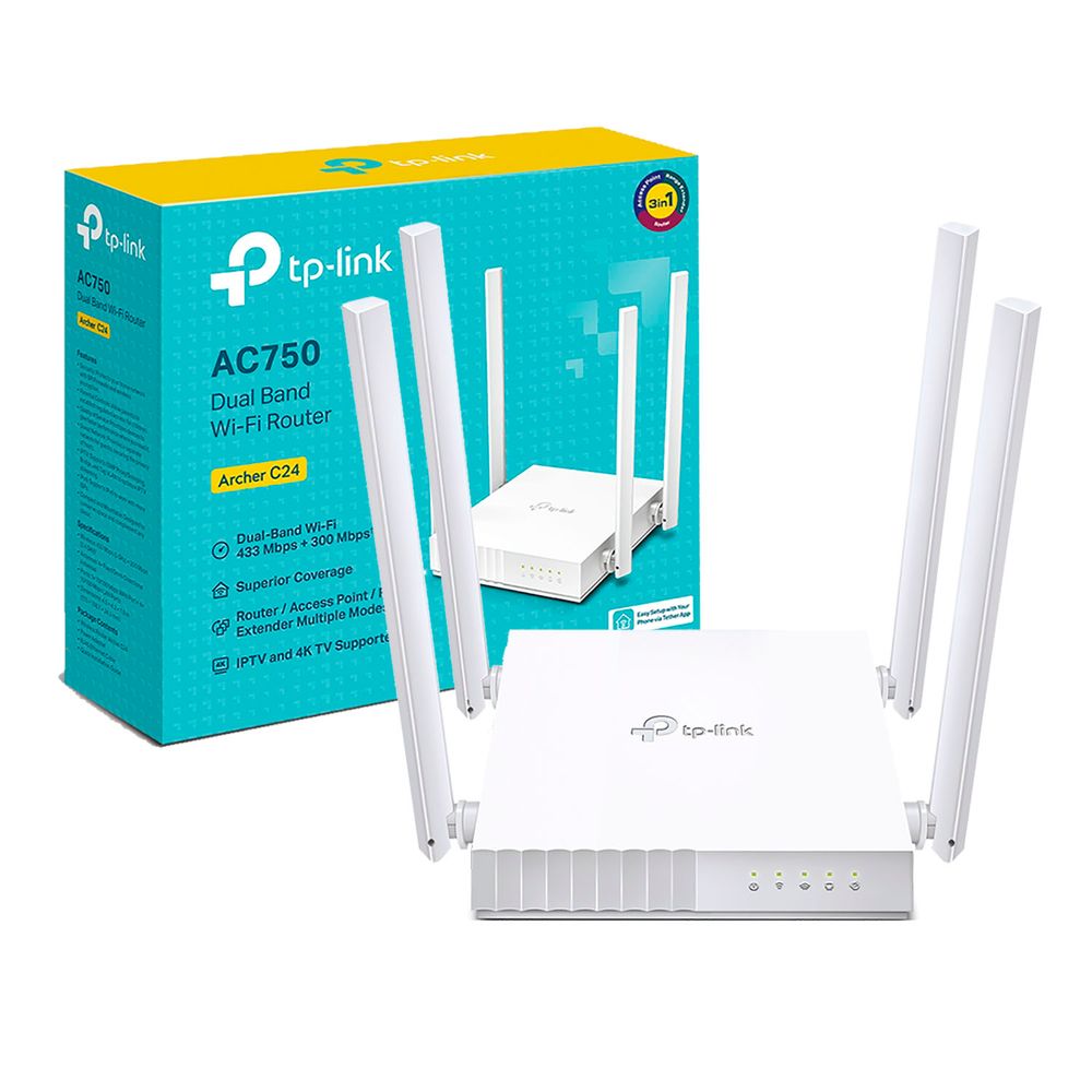 Router Inalámbrico Archer C24 Tp Link Ac750 Doble Banda 5 Ghz 2,4 Ghz