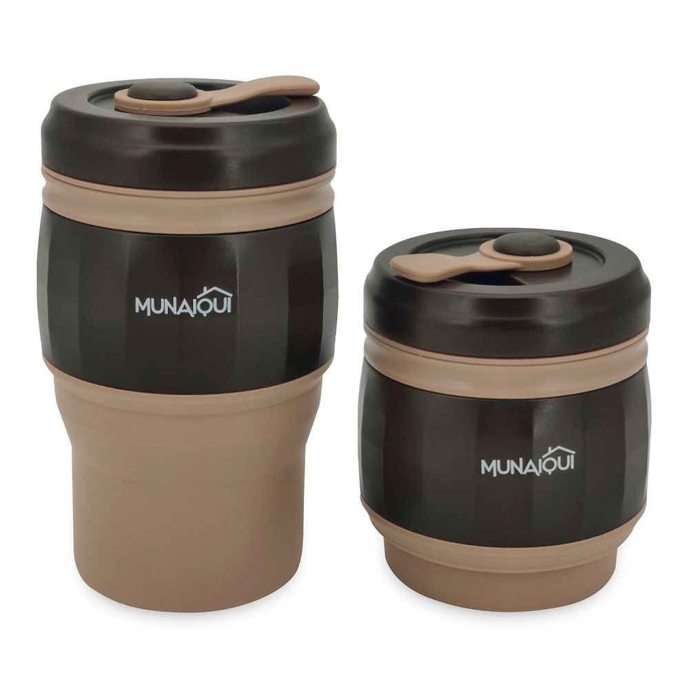 Taza Plegable de Silicona para Café Marca Munaiqui Color Café