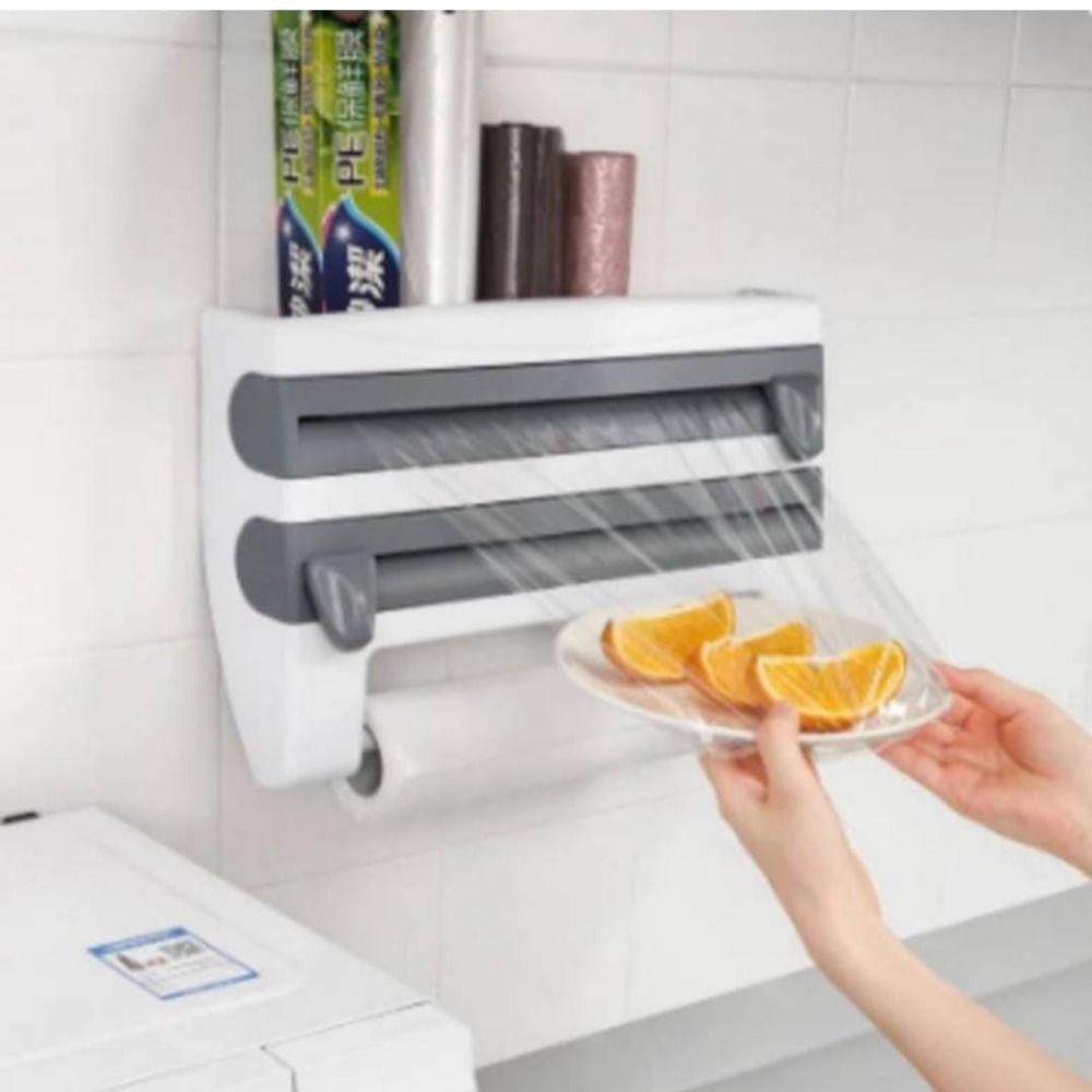 Dispensador Organizador de Papel Toalla Film Aluminio 4 en 1