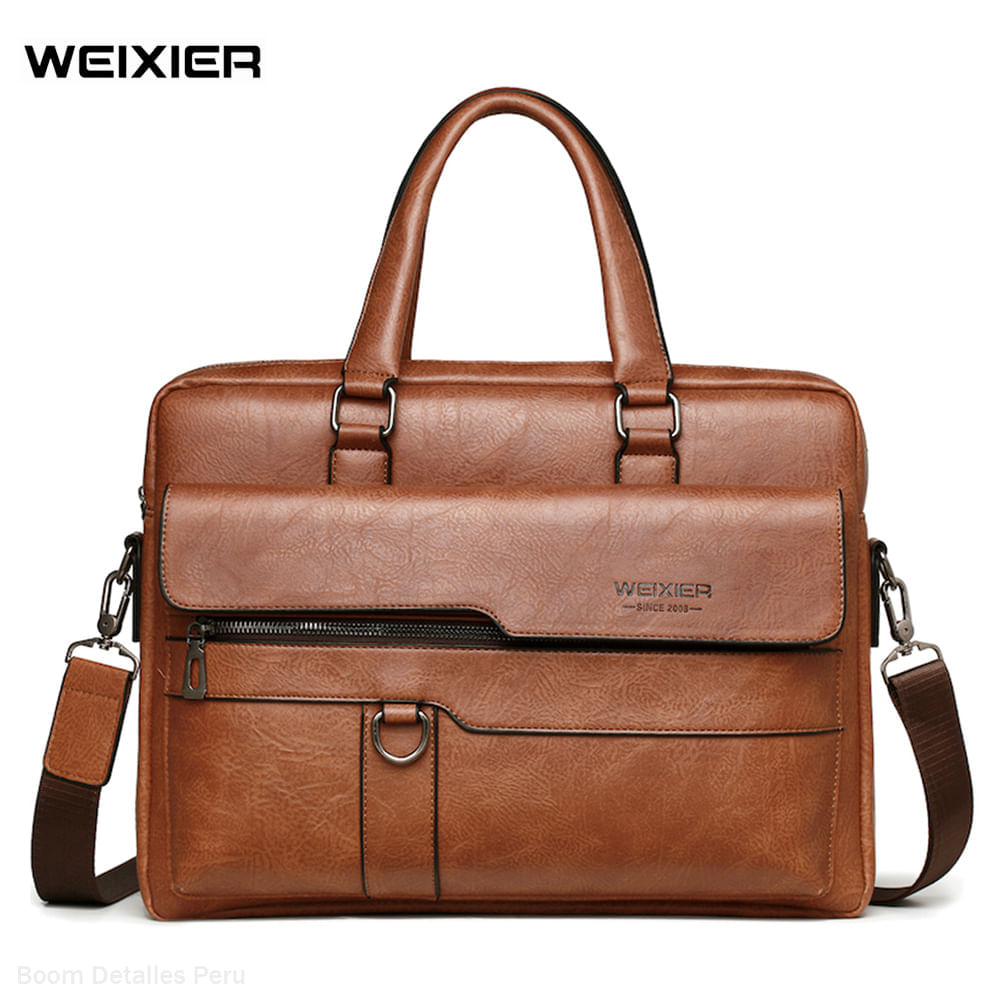 Maletin Ejecutivo para Hombre de Cuero con Porta Laptop Weixier Marrón