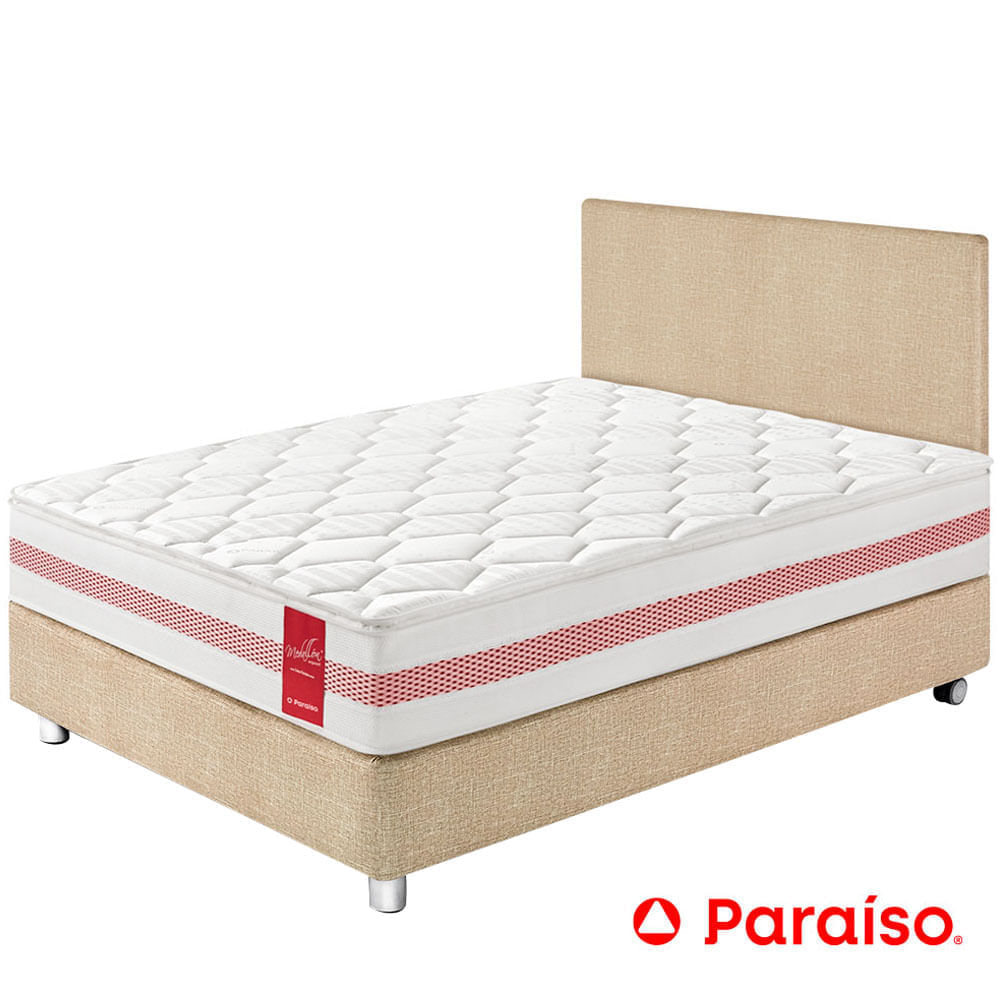 Dormitorio PARAISO Medallón Champagne 1.5 Plazas + 1 Almohada + Protector