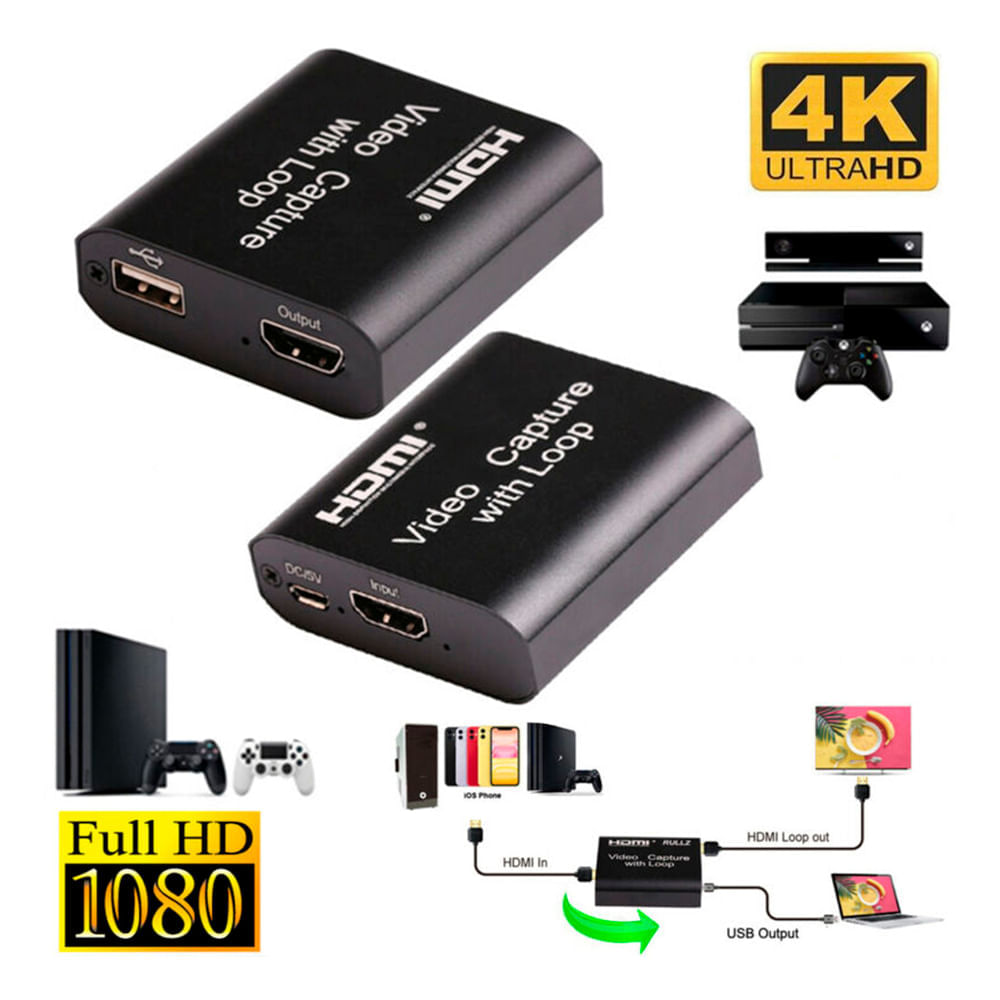 Capturador de video usb 3.0 hdmi capturadora con loop out 4k 2k