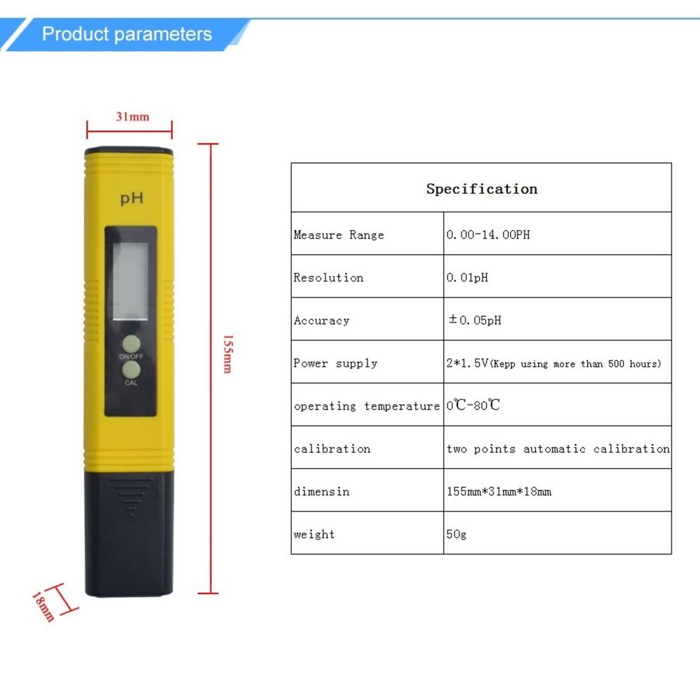 Medidor Digital de Ph Phmetro Potenciómetro Calidad de Agua - Promart