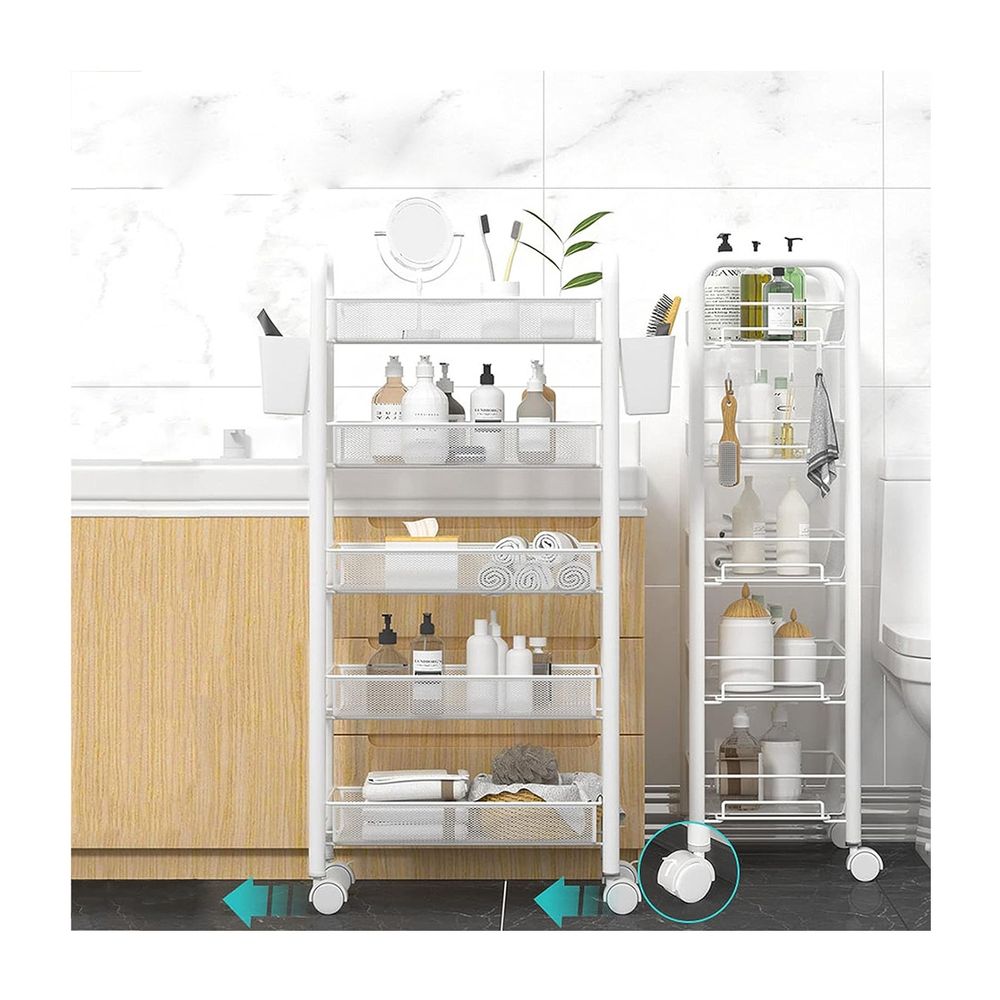 Estante Multiuso Carrito Organizador Hogar Cocina Dormitorio Blanco Rejilla 5 Niveles