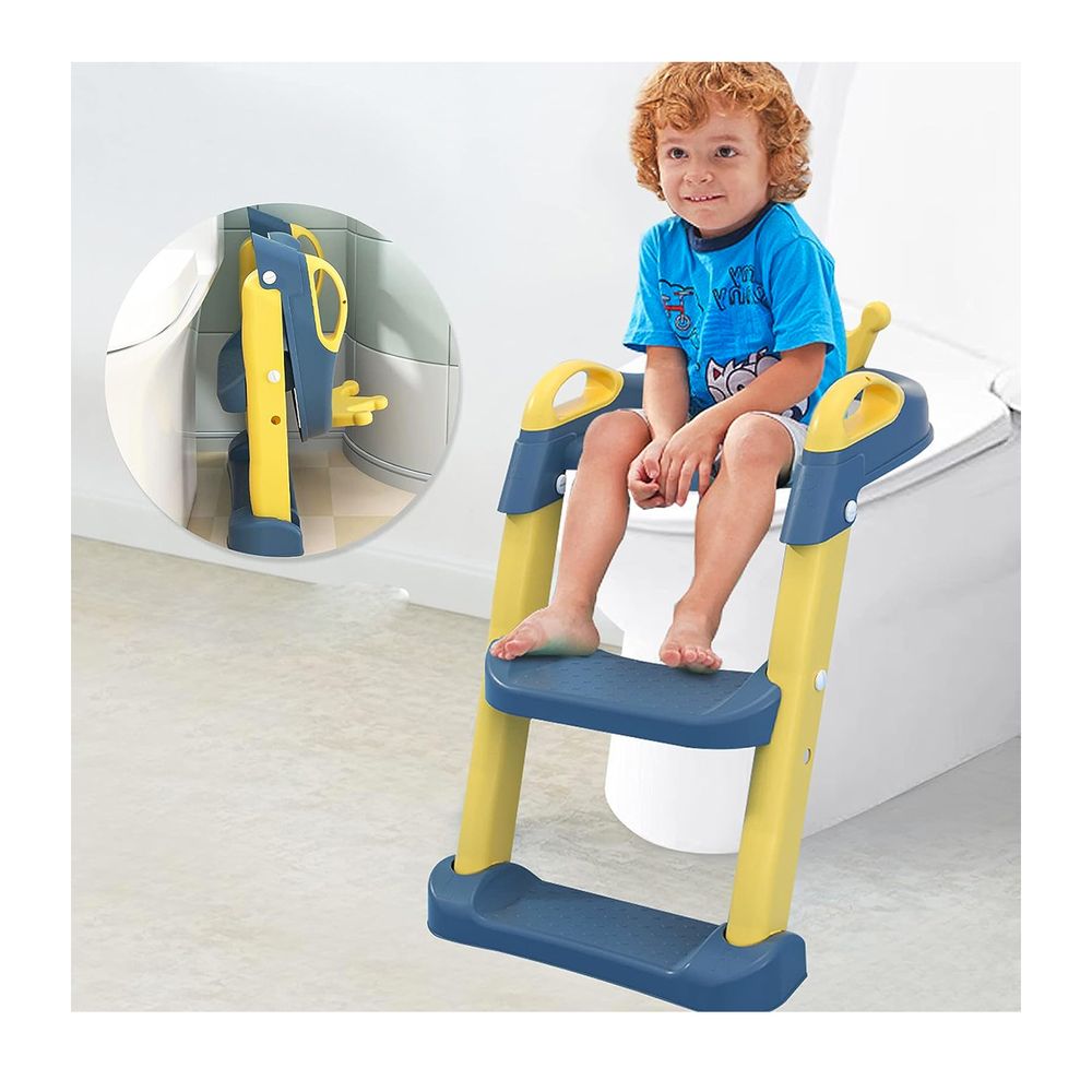 Inodoro Bacín Asiento Infantil Con Escalera Azul
