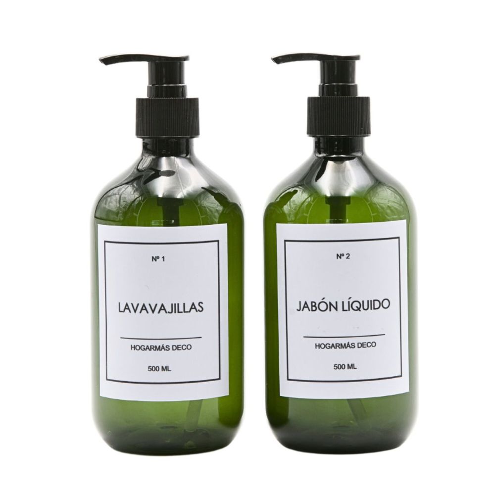 Set de 2 Botellas Dispensadoras para Cocina Verde HogarMás