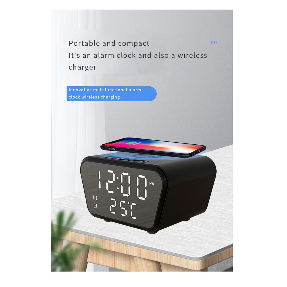 AY-21 Despertador Fecha Temperatura Cargador inalámbrico