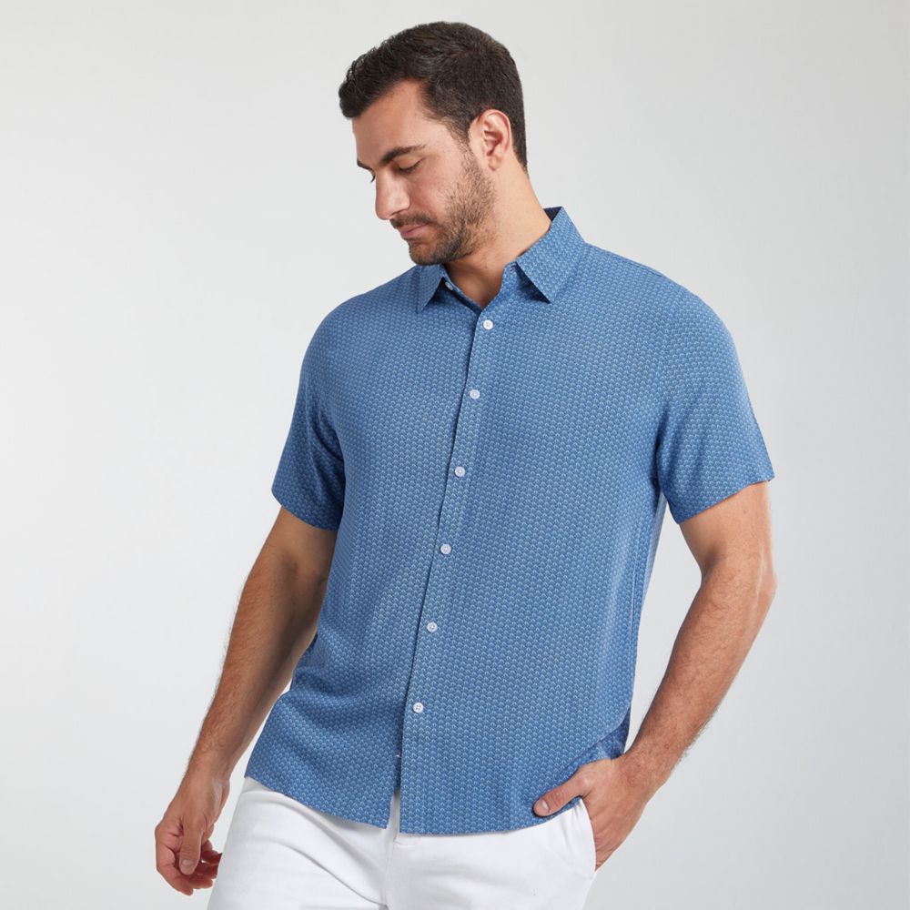 Camisa manga corta para hombre Leñadora Azul 100% Algodón