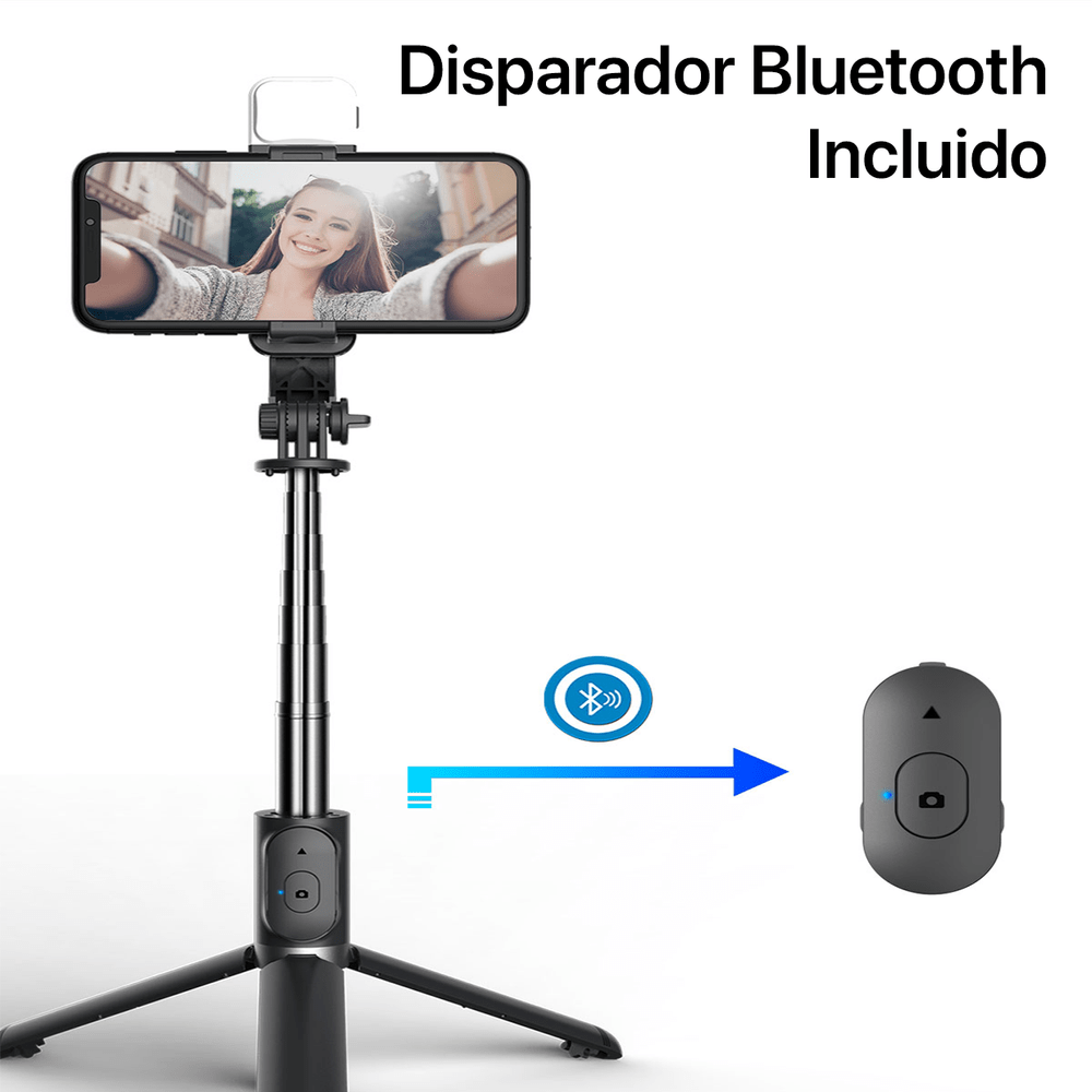 Palo Selfie Stick Trípode Celulares Gopro Con Flash 360º Negro - Promart