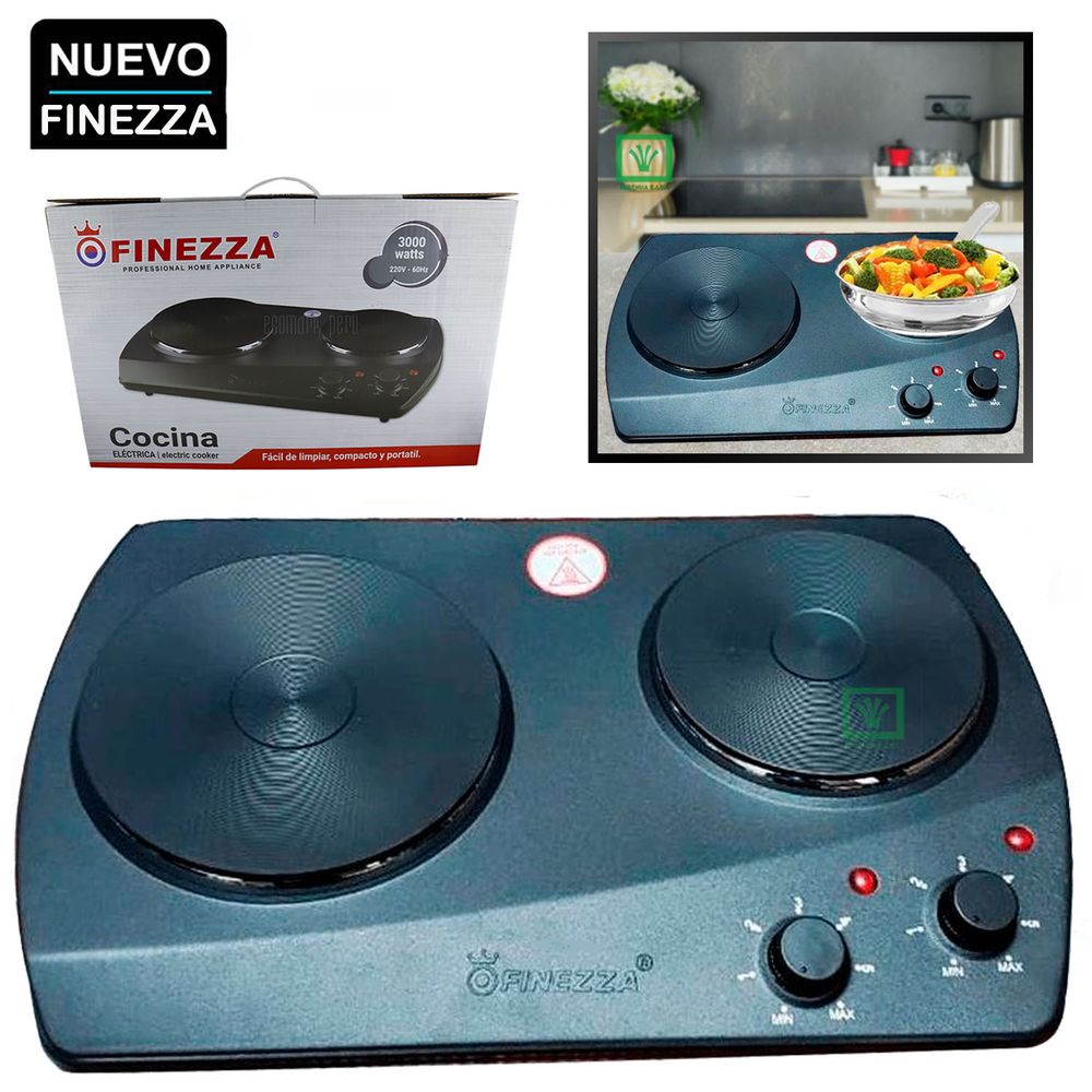 Cocina Eléctrica 2 Hornillas FZ-203D3N Negro