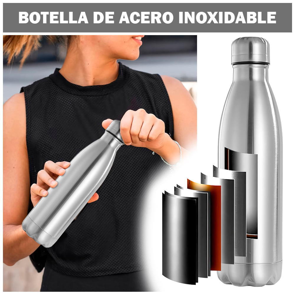 Botella de Agua Tomatodo de Acero Inoxidable 1000ml J03 Plomo