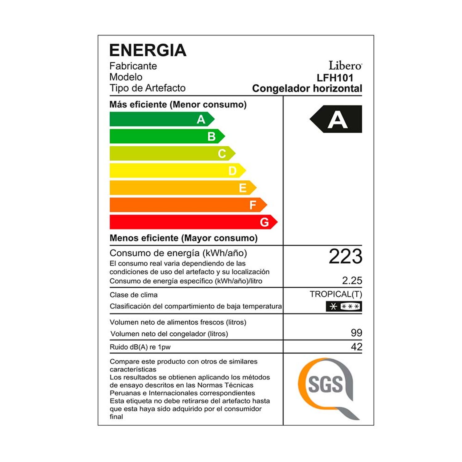 Congeladora 100 Litros Blanco Lfh-101 Libero - Oechsle