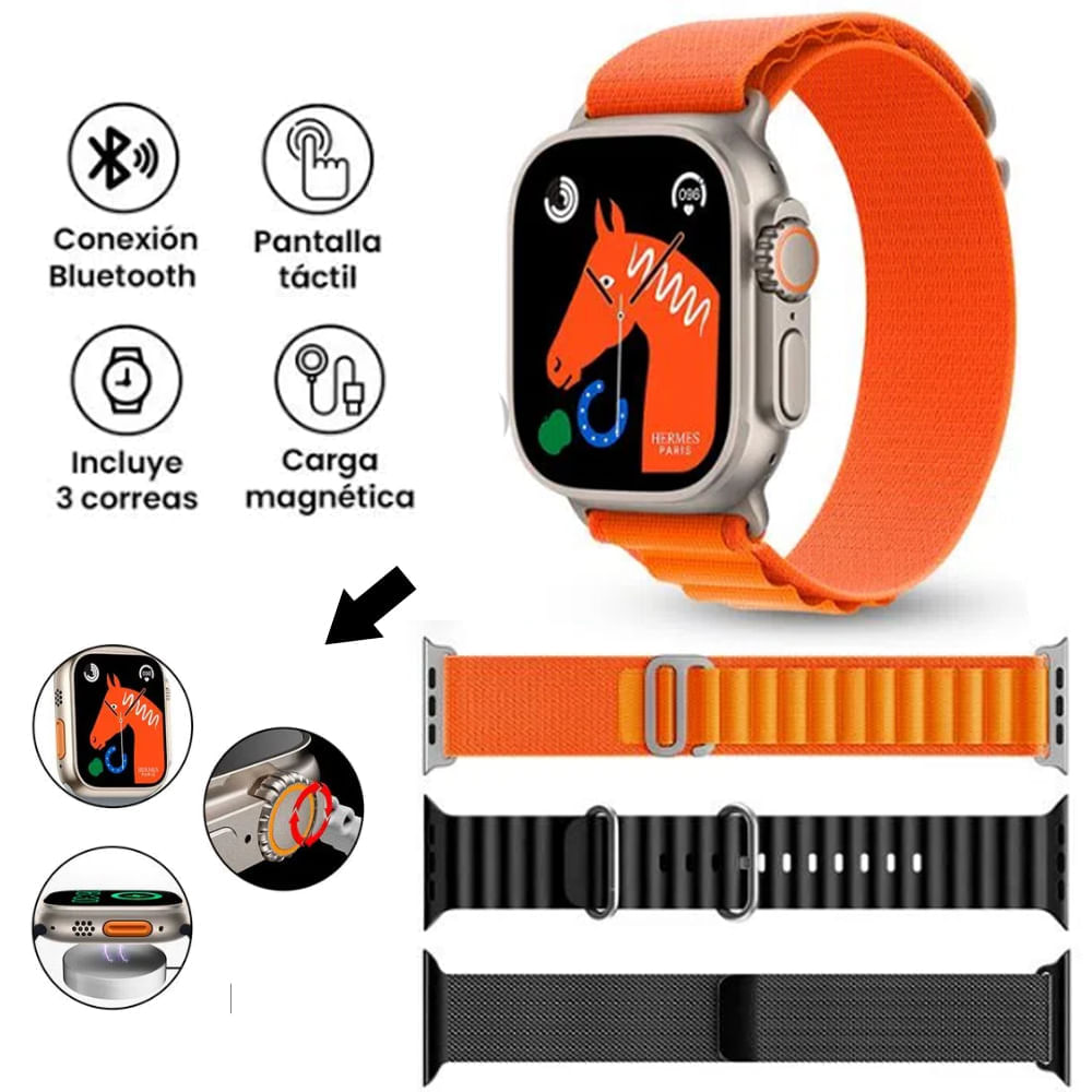 Smartwatch S9 Ultra Serie 9 + Correas Negro y Naranja