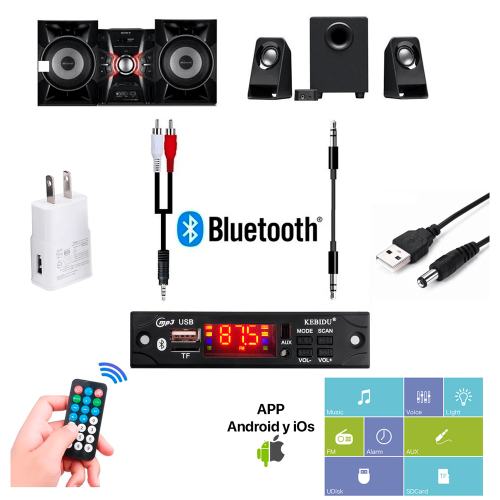 Adaptador Audio Bluetooth Mp3 Radio Auxiliar Equipos De Sonido con
