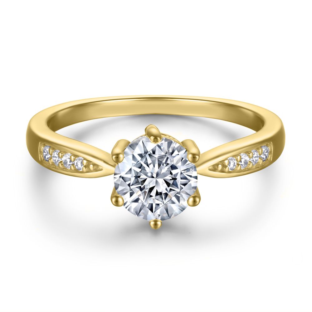 Anillo de Compromiso de Plata bañado en Oro 18k Mod 363 Talla 8