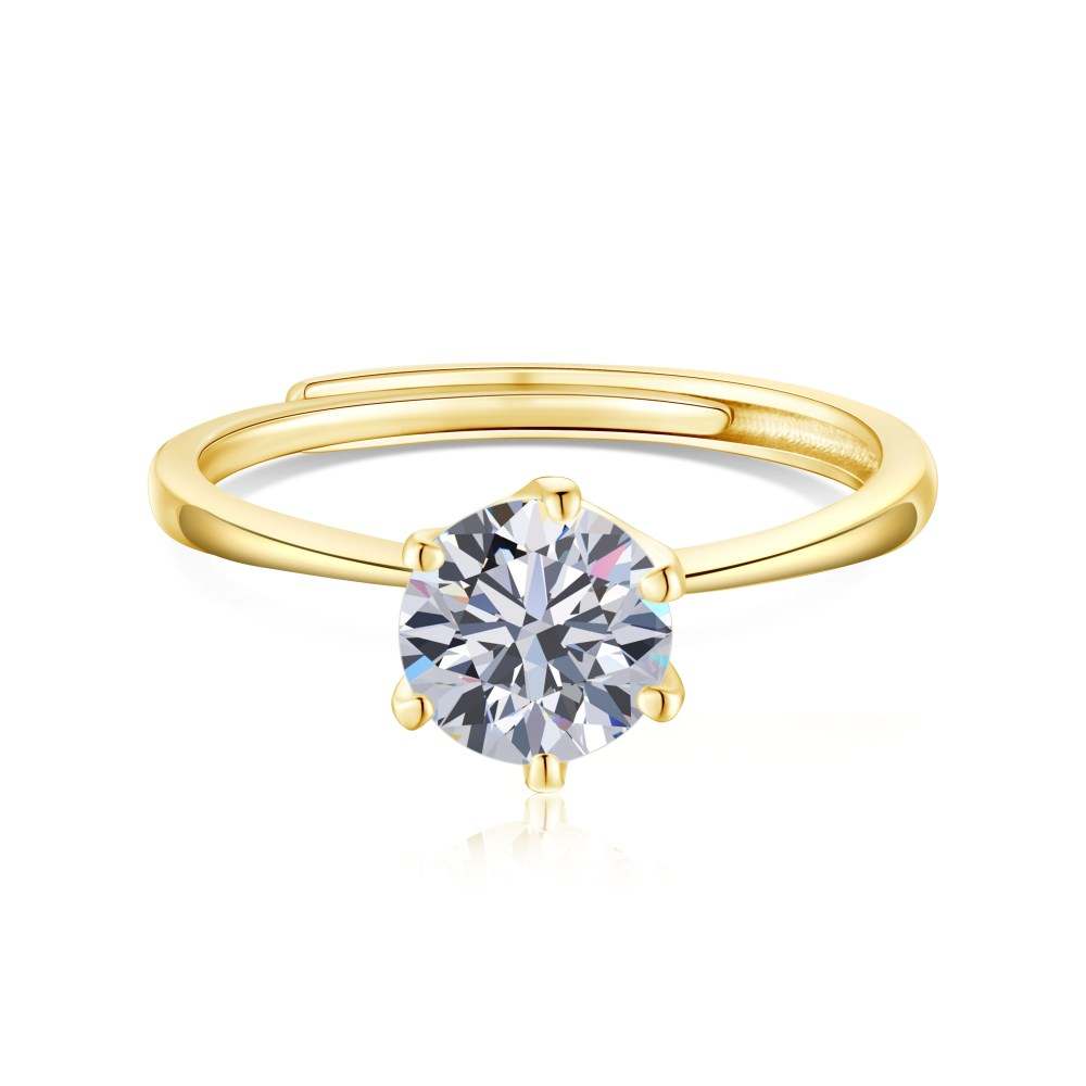 Anillo de Compromiso Plata Mod 361 Dorado Talla 6