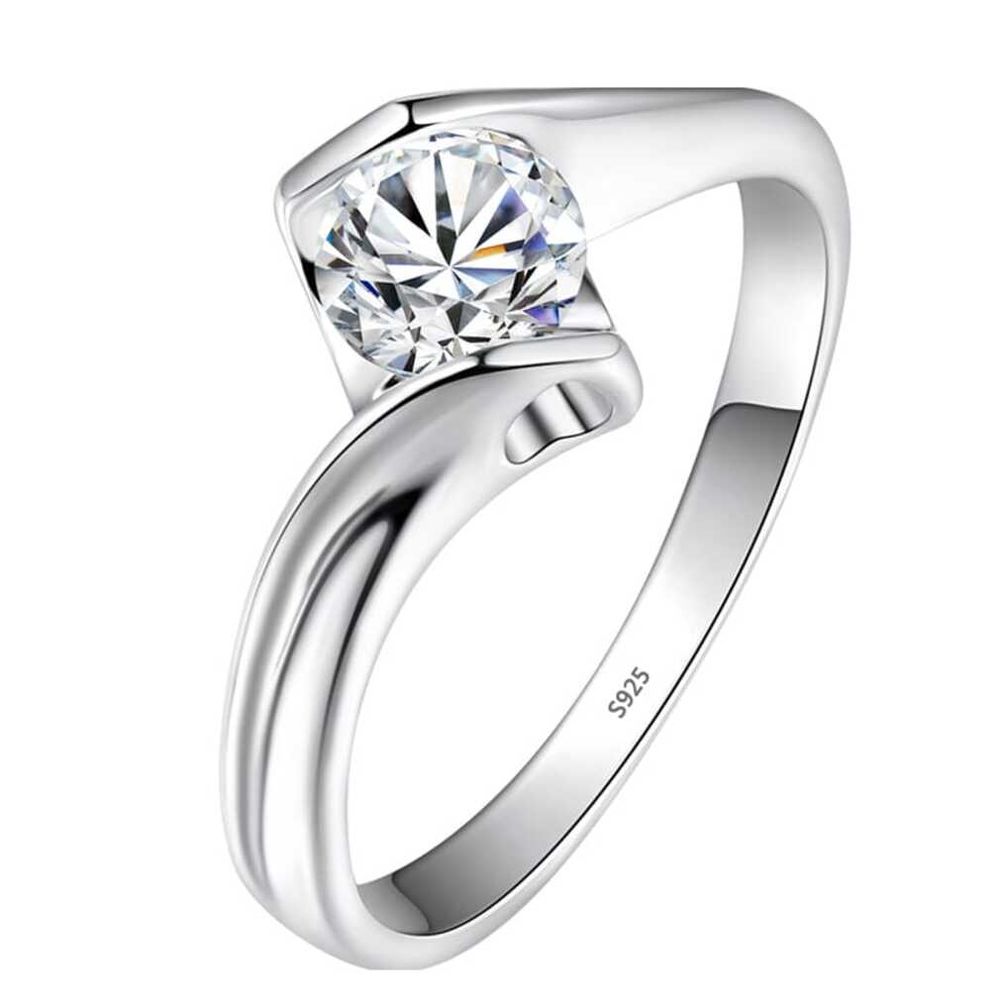 Anillo De Compromiso de Plata Mod 359 Talla 9