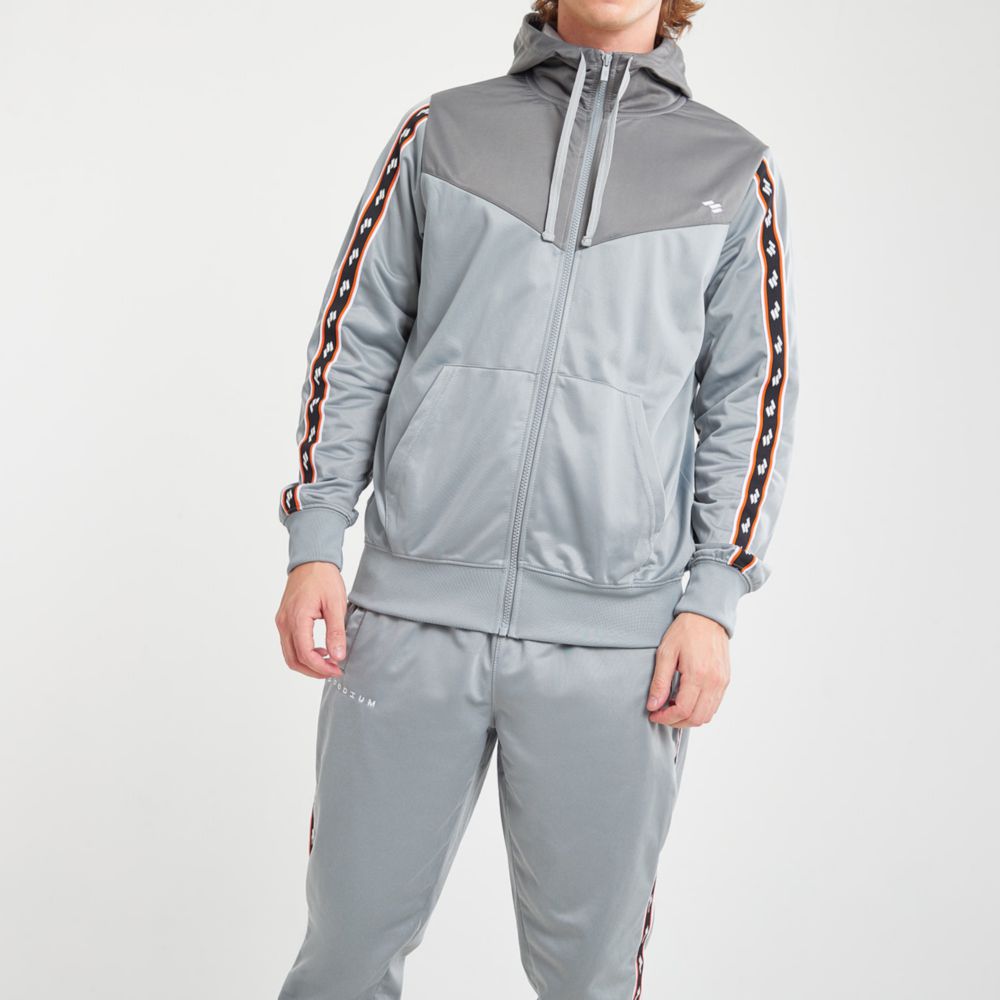 Traje deportivo hombre gris conjunto de punta con cremallera