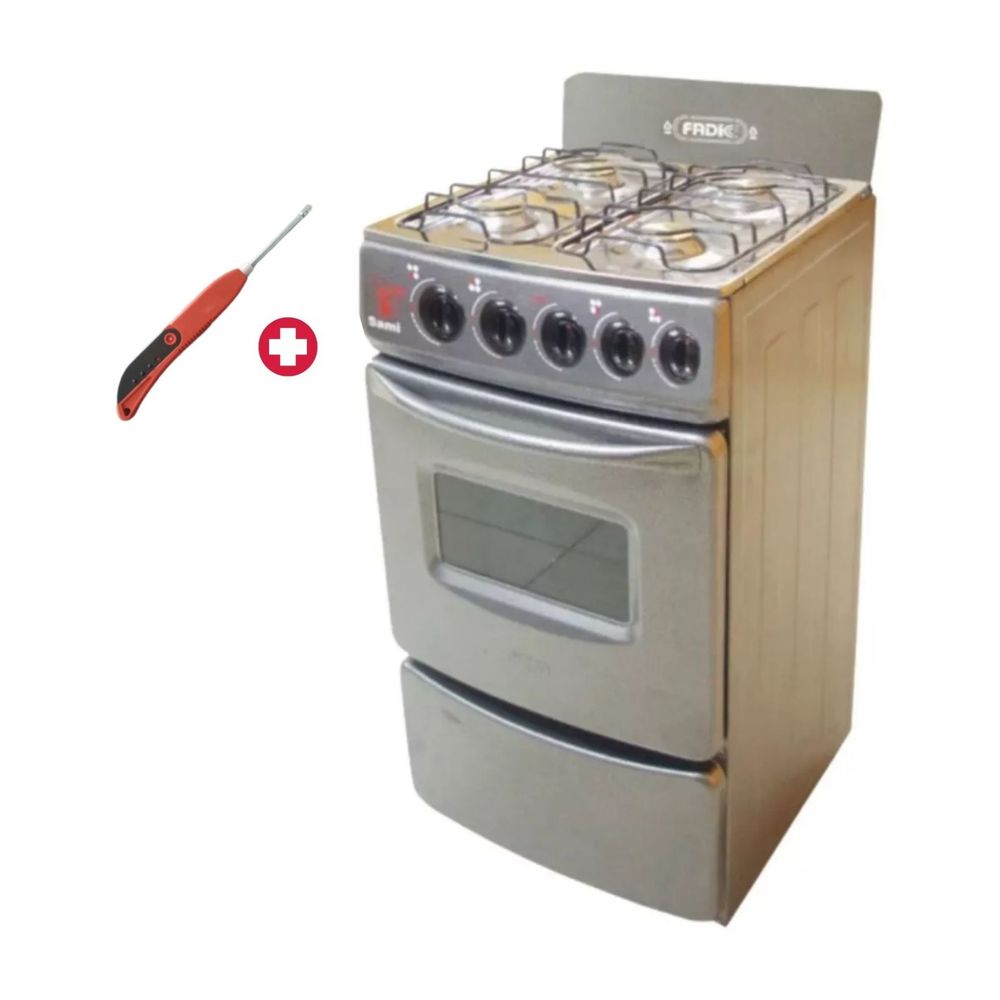 Cocina 4 Hornillas con Horno y Respaldar Gris Modelo Sami ""20+ Encendedor de Cocina