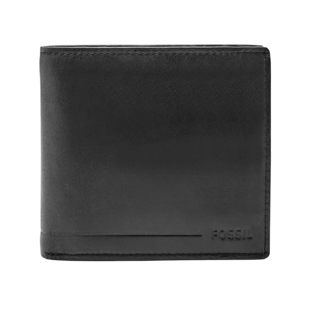 Billetera Fossil RFID Hombre con Monedero Negro Cuero SML 1548001
