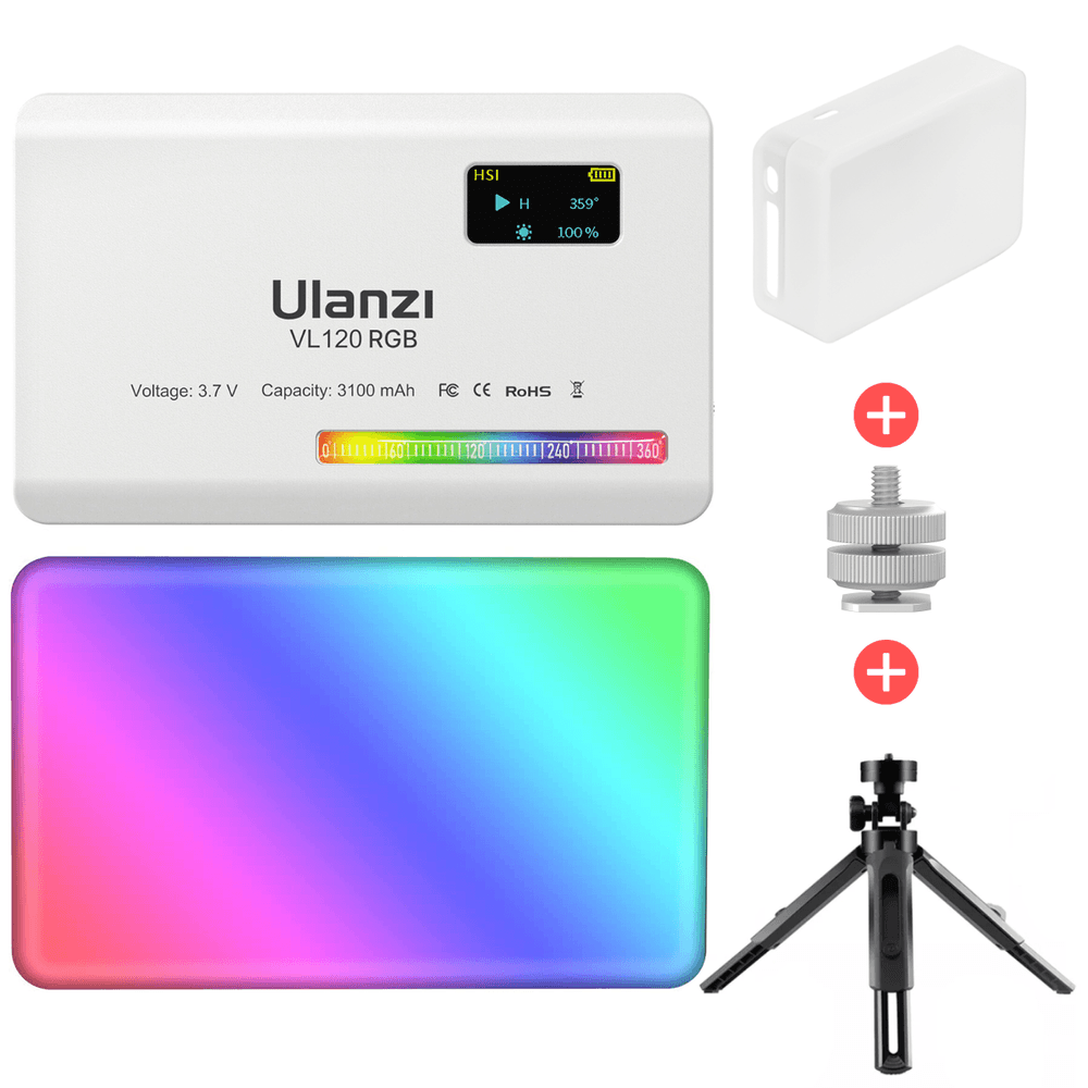 Luz Led Rgb Ulanzi VL120 Blanco + Clip ST-19 + Trípode Video Fotografía