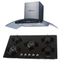 Cocina Glassy Plus 5 Hornillas Negro + Campana Venezia I Plateado
